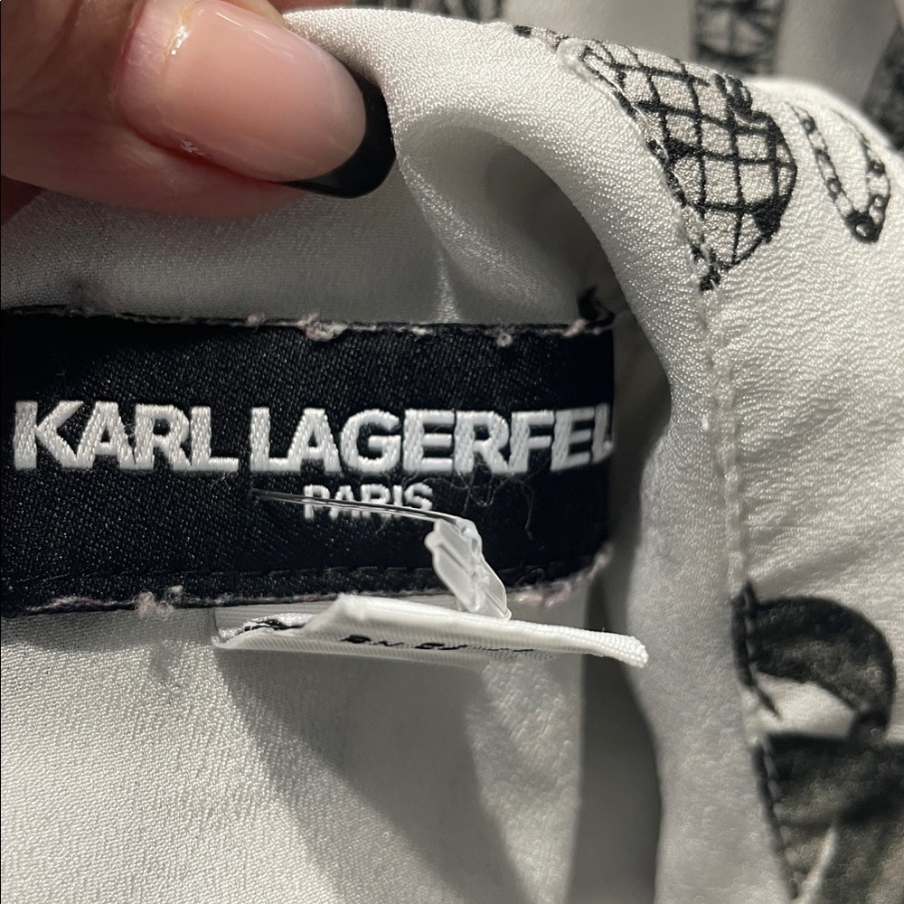 Karl Lagerfeld Graphic Print Button-Down Shirt - Picture 8 of 9